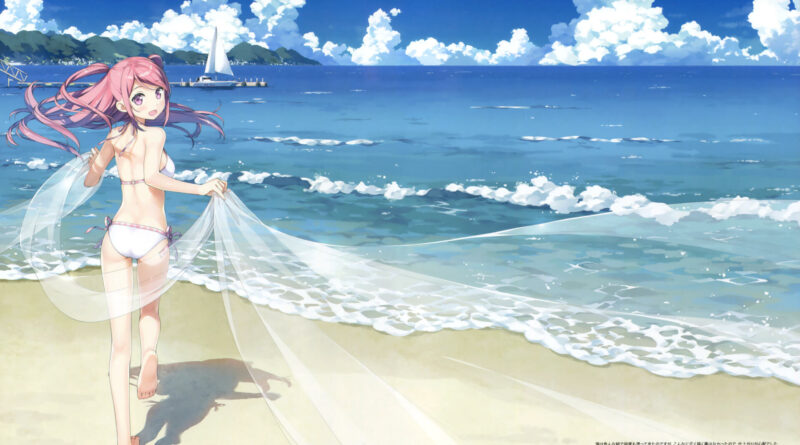 Konachan.com - 247130 ass barefoot beach bikini boat breasts clouds kantoku kurumi_(kantoku) long_hair original pink_e