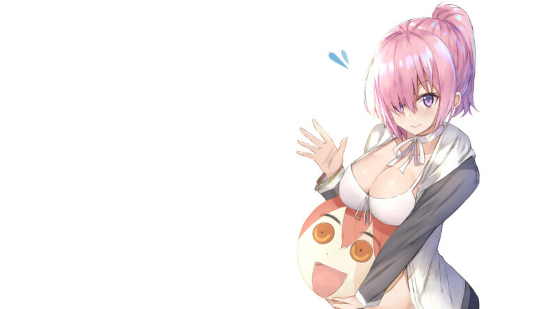 Konachan.com - 244398 ball bikini blush breasts fate_grand_order fate_(series) hoodie kanikou mash_kyrielight navel pink